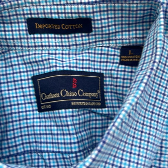 Chatham Chino Company Plaid Blue Shirt Men’s Size L - Picture 6 of 6